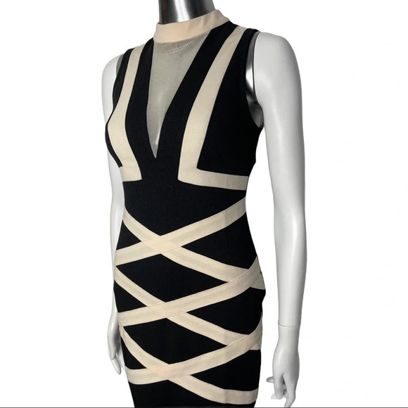 🛍️3/$40 Love Republic Sleeveless Dress Criss Cross Dress Black Cream Small - Picture 3 of 6